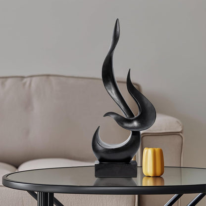 Black Fire Flame Sculpture, Art Modern Abstract Statue, Shelf Accents Decor | Modern Home Resin Sculptures Decorative Objects,Table Top Decor for Livingroom Home Decor,Office Shelf Sculpture7