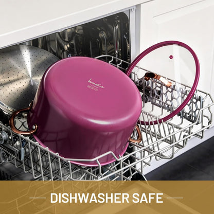 8QT Full Clad Tri Ply Stainless Steel Stock Pot with Lid, Kitchen Stockpot Soup Pot, Outer Ceramic Layer, Even Heating, All Stoves Compatible, Oven & Dishwasher Safe, Stay Cool Handle, Purple7