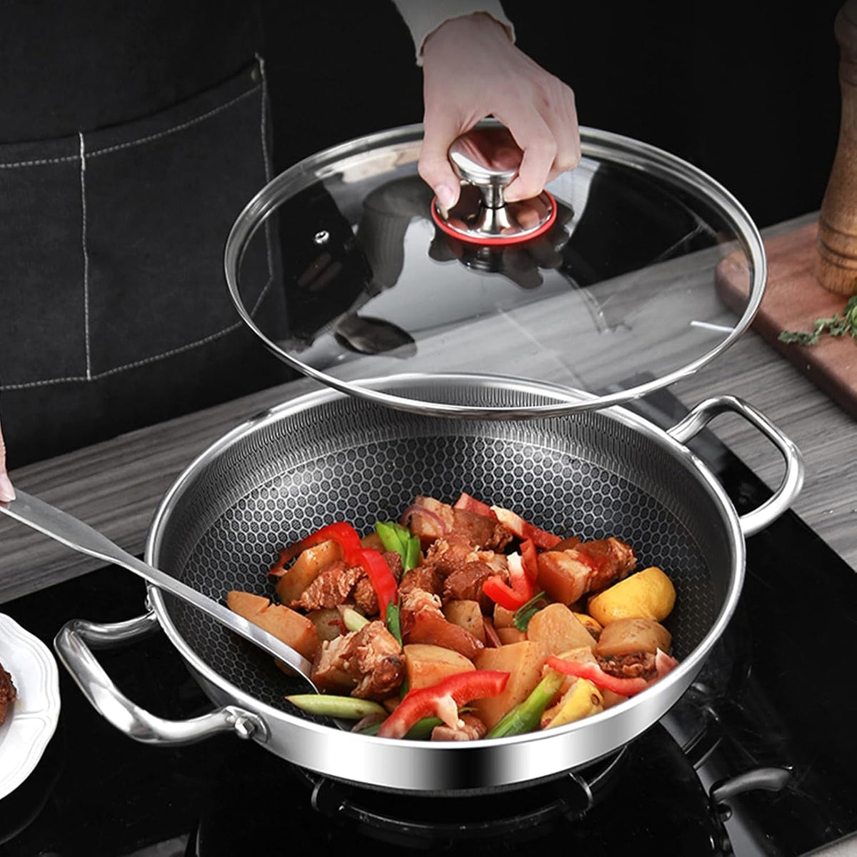 wok-pan-hybrid-nonstick-wok-with-lid-non-stick-stainless-steel-large-deep-woks-stir-fry-pans-stay-cool-handle-skillets-pfoa-free-cookware-works-on-induction-14-17in