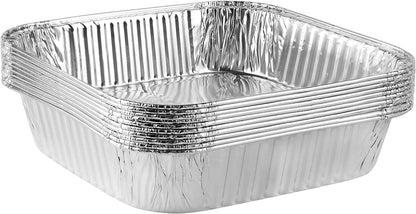 Disposable 8'' X 8'' X 2'' Inch Square Aluminum Tin Foil Baking Pans Bakeware - Cookware Perfect for Baking Cakes, Breads, Brownies, Bread, Meatloaf, Lasagna, Pack of 101