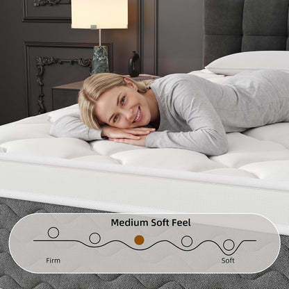 Gray Queen Mattress, 12 Inch Queen Size Hybrid Memory Foam Mattress3