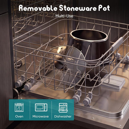 Slow Cooker 8 Quart, Ceramic Nonstick Coating, Programmable Slow Cooker with Dishwasher Stoneware Pot and Tempered Glass Lid, Multi Cookers with 3 Temperature, 35In Tangle Free Cord, Silver4