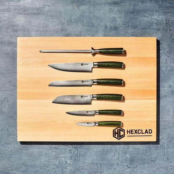 Hexclad Green 6 Piece Japanese Damascus Stainless Steel Knife Set | Full Tang Construction, Pakkawood Handle, 67 Layers Steel5