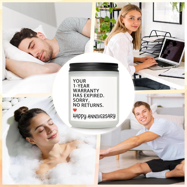 1 Year Anniversary Couple Gifts for Boyfriend Girlfriend, Happy One Year Wedding Anniversary Funny Gifts for Men Women Husband Wife, Romantic First 1St Year Marriage Gift for Her Him Scented Candle7