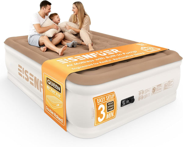 Air Mattress Queen with Built-In Pump, 18" Raised Blow up Air Bed1