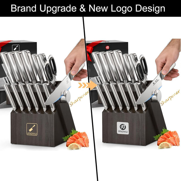 G14 Japanese Kitchen Knife Set, Stainless Steel with Block, 14Pc8