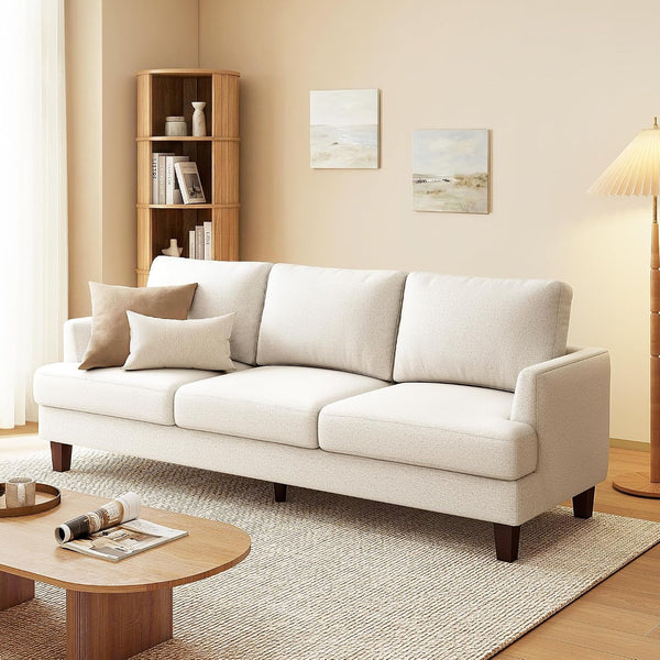 Mid Century Modern 89" 3-Seater Couch for Living Room, Beige1