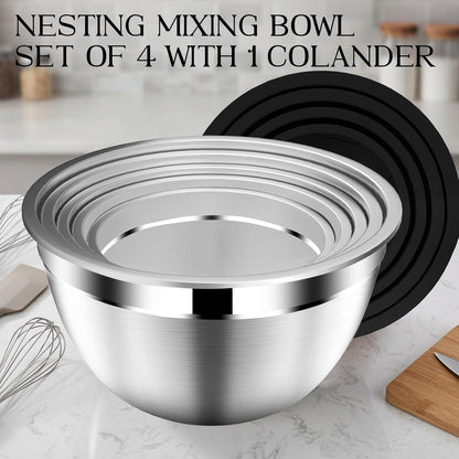 Mixing Bowls with Lids Set, Stainless Steel Mixing Bowl with Colander4