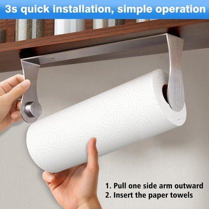 Paper Towel Holder under Cabinet, Wall Mount, Stainless Steel, Silver2
