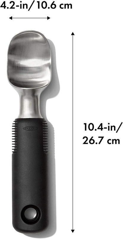 OXO Good Grips Solid Stainless Steel Ice Cream Scoop | Curved Head Scoops Hard Ice Cream, Scrapes Sides Clean, Ideal for Ice Cream & Sorbet, Dishwasher Safe3