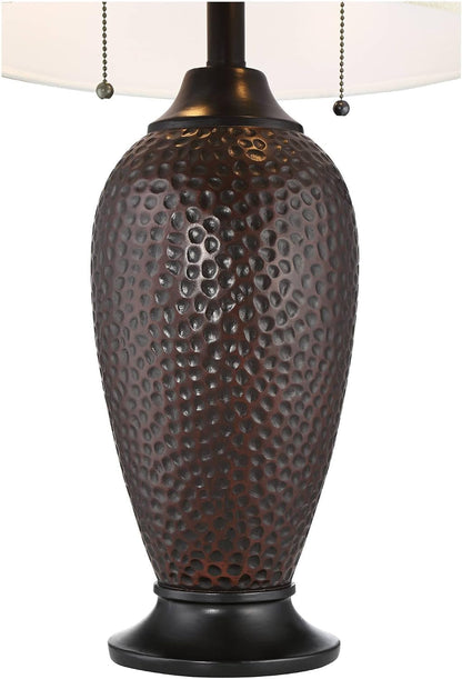 Cody 26" Tall Table Lamps Set of 2 Hammered Oiled Bronze Brown Modern10