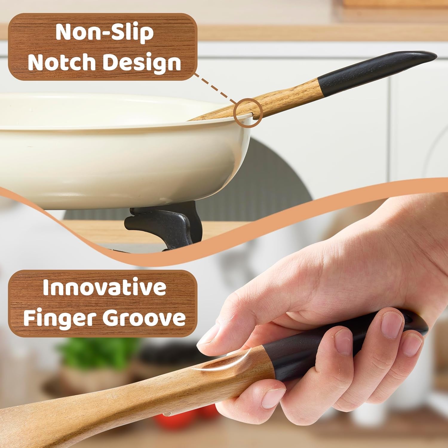 wood-cooking-utensils-set-5-pcs-wooden-spoons-for-cooking-includes-stainless-wood-kitchen-tongs-non-stick-wooden-utensil-set-with-innovative-finger-groove-non-slip-notch-design-black