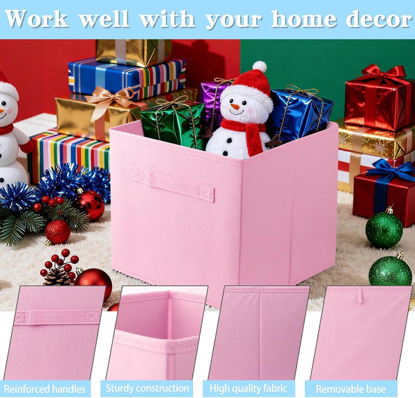 10.5" Collapsible Storage Cubes, Fabric Foldable Storage Bins with Handles4