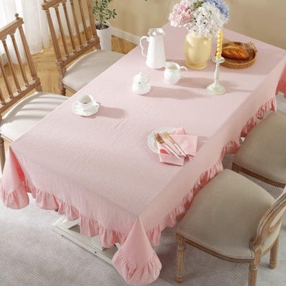 Cotton Linen Solid Color Tablecloth Farmhouse Dining Pink Tables Cover, Soft Fabric Square Table Cloths for Wedding Party Kitchen Picnic Tabletop,Pink,35X35 Inch1