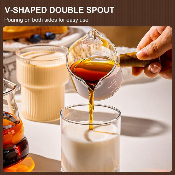 Espresso Measuring Cup with Handle, 3.5 Oz Double-Spout Glass3