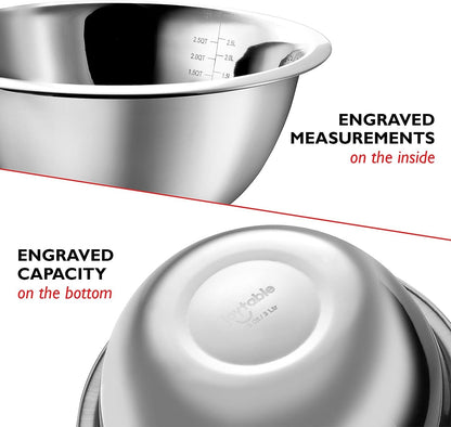 Stainless Steel Mixing Bowls with Measuring Cups & Spoons Set of 14 - Dishwasher Safe Nesting Mixing Bowl Set for Cooking, Baking & Meal Prep Non-Slip Premium Bowls5