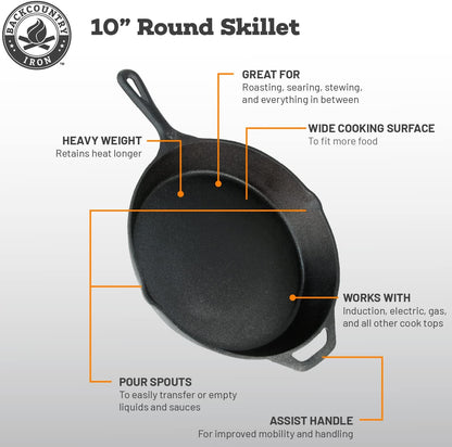 12 Inch round Large Pre-Seasoned Cast Iron Skillet4