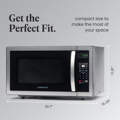 1.1 Cu. Ft. Countertop Microwave Oven – 1000 Watts Power, Auto Cook Settings, Defrost, Easy Clean and Child Safety Lock - Stainless4