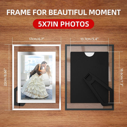 5X7 Picture Frames - Glass Photo Frame for Tabletop/Desktop Display, Horizontal/Vertical Orientation, Silver Finish2