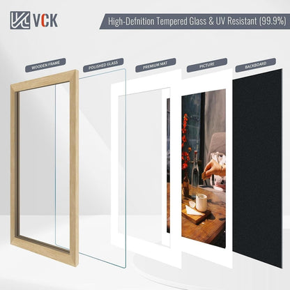5X7 Picture Frame 5 Pack, Oak Wood, 4X6 Mat, Glass, for Portrait Print4
