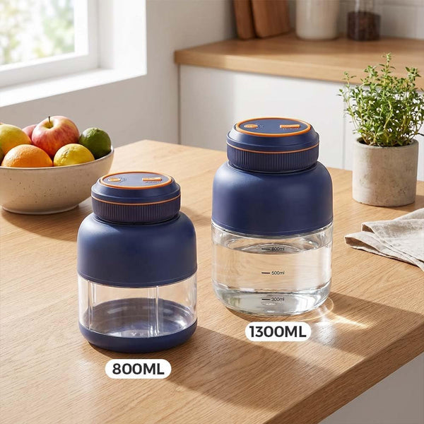 Portable Household Appliances Juicer, Electric Juicer Cup, Cordless Juice Mug with Dual Lid Design, Compact Travel Drinking Cup, Personal Blender for Smoothies, Juice (Navy, 1300 ML)4