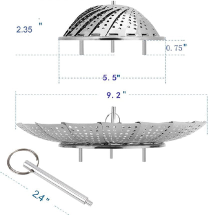 Vegetable Steamer Basket, Premium Stainless Steel Veggie Steamer Basket - Folding Expandable Steamers to Fits Various Size Pot Small by  (5.5" to 9.2")3