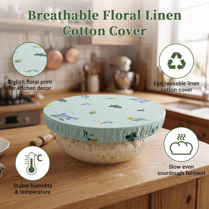 Glass Mixing Bowls 6.3 QT with Reusable Beeswax Bowl Covers for Sourdough Bread Making, 12 Inch Thickened Clear Large Salad Bowls for Kitchen Baking, Food Prep, Prepping, Microwave & Dishwasher Safe6