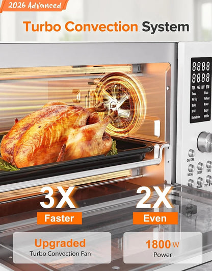 Bravo Pro Smart Air Fryer Toaster Oven Countertop Combo | 10-In-1 Cooking Functions, 1800W, 50-450°F, 21-Qt, Pfas-Free, Upgraded Super Convection, Cream2