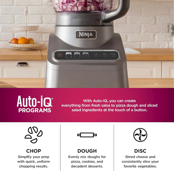Ninja Professional plus Food Processor 850-Watts with Auto-Iq Preset Programs Chop Puree Dough Slice Shred with a 9-Cup Capacity and a Silver Stainless Finish (BN600C) - Canadian Version6