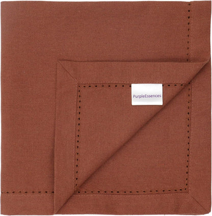 Hemstitch Cloth Napkins 18X18 in Set of 12 - Rust7