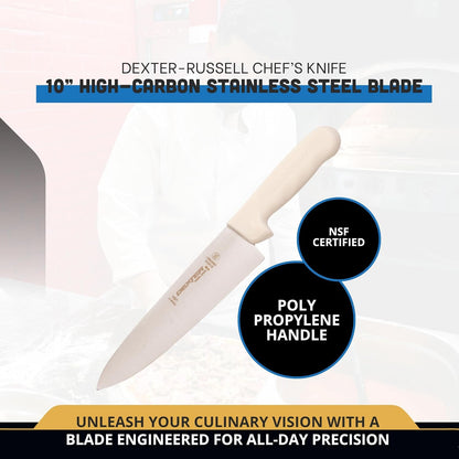 8" Chef'S Knife – S145-10PCP | SANI-SAFE Series | High-Carbon Stainless Steel Blade, NSF Certified, Slip-Resistant White Handle, Made in USA3