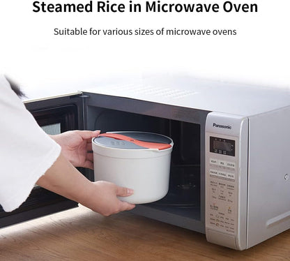 Microwave Rice Cooker, 2L Microwave Rice Steamer Pasta Cooker with Strainer, Non-Stick Food Grade PP Rice Cookware Full Set with Lid Spatula for Meal Noodle Ramen(Orange)2