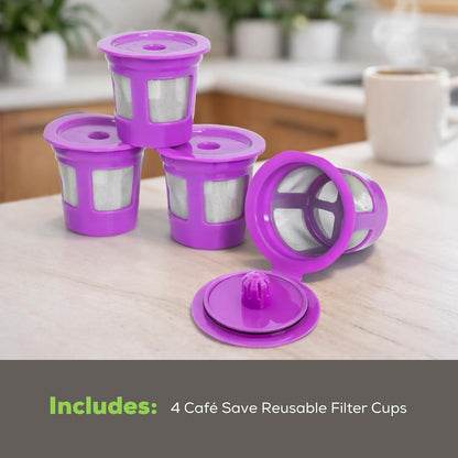 Café save Reusable K-Cup Coffee Filter Capsules, 4 Pack | Refillable 1-Stream Cups, Built-In Mesh Strainers, 100% BPA Free, Compatible with Keurig and Select Single-Serve Brewers10