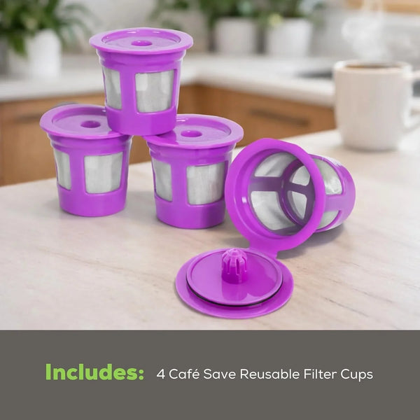 Café save Reusable K-Cup Coffee Filter Capsules, 4 Pack | Refillable 1-Stream Cups, Built-In Mesh Strainers, 100% BPA Free, Compatible with Keurig and Select Single-Serve Brewers10