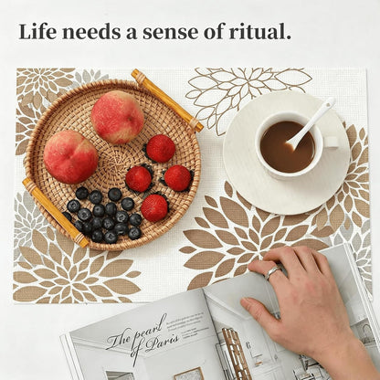 Linen Look Placemats Set of 4 Outdoor Waterproof Polyester 12X187