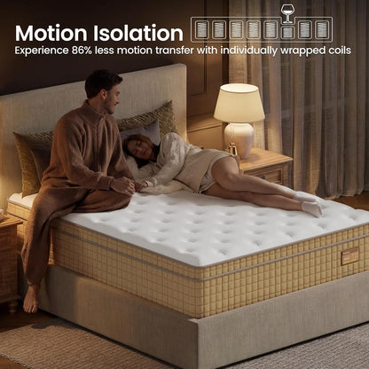 Firm King Mattress 13 Inch, Deep Sleep Hybrid Mattresses in a Box, Zoned Lumbar Support for & Back Pain Relief, Made in USA, Certipur-Us Certified, 365 Night Trial, 10-Year Warranty5