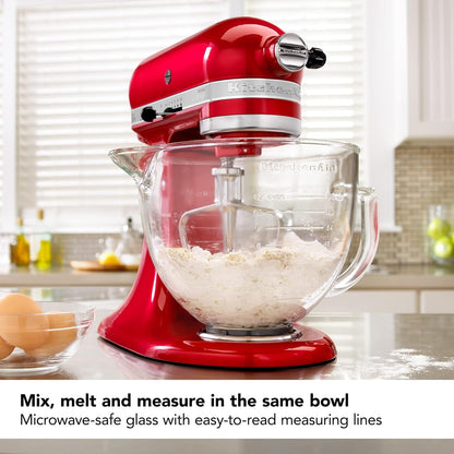 Kitchenaid 5 Quart Glass Bowl with Measurement Markings, Lid, KSM5GB | Fits All Kitchenaid 4.5 and 5 Quart Tilt Head Stand Mixers, Dishwasher-Microwave-Freezer Safe, Handle, Pouring Spout3