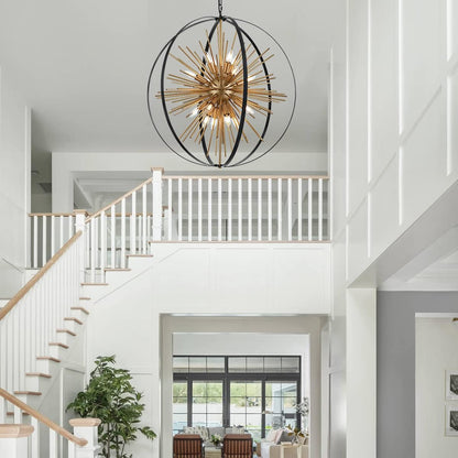 Black Gold Sputnik Chandelier, Starburst Firework Pendant Light Fixtures9