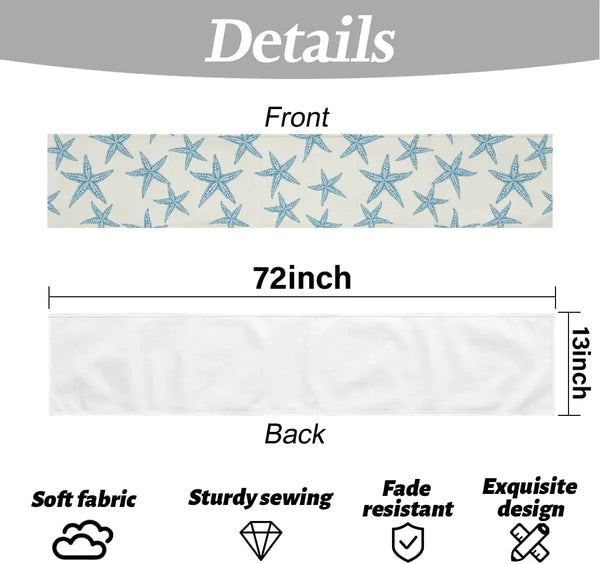 Blue Starfish Table Runner, Nautical Beach Table Runner Decor6