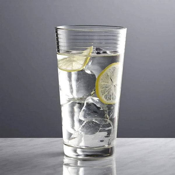 Set of 16 Heavy Base Ribbed Durable Drinking Glasses Includes 8 Cooler Glasses (17Oz) and 8 Rocks Glasses (13Oz), Clear Glass Cups - Elegant Glassware Set9