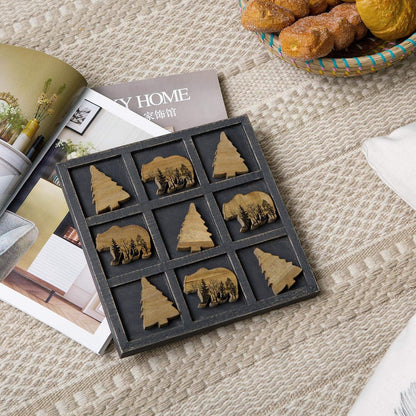 Cute Bear Decorative Wooden Board Travel Game Tic Tac Toe for Fun Coffee Table Decor2