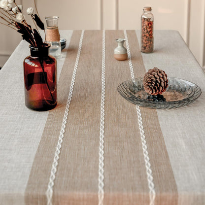 Tablecloths, Waterproof Table Cloth, Linens Wrinkle Free Anti-Fading, Rustic Table Cover Decoration for Kitchen Dinning Christmas (Rectangle/Oblong, 55''X70'',4-6 Seats, Light Coffee)3
