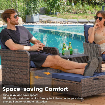 Balcony Furniture, Space-Saving Patio Chairs with Ottoman1