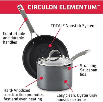 84564 Elementum Hard Anodized Nonstick Cookware Set / Pots and Pans Set - 10 Piece, Gray5