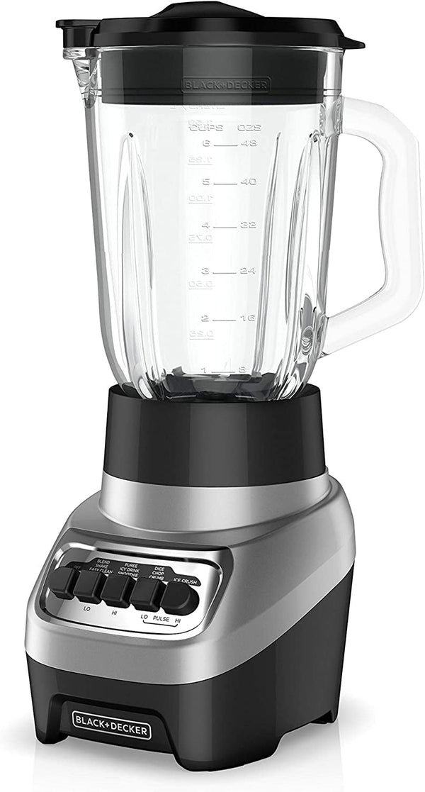 BLACK+DECKER Powercrush Multi-Function Blender with 6-Cup Glass Jar, 4 Speed Settings, Silver1