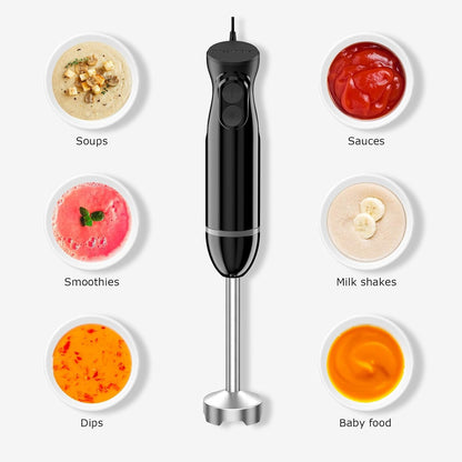 Immersion Hand Blender, Smoothie, Puree, Baby Food | Electric Handheld Mixer Portable Stick Mixer with Stainless Steel Blades for Soup, Emulsion Blender with 2 Mixing Speed3
