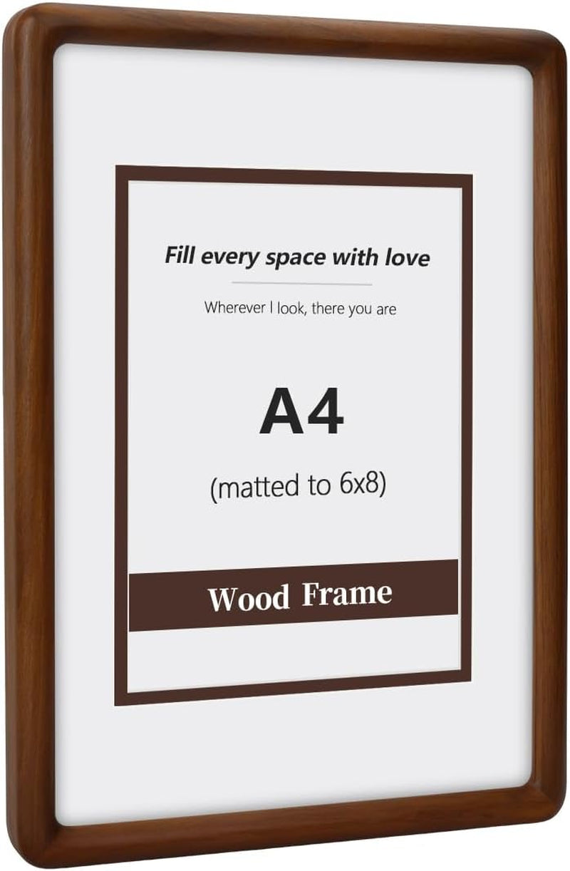 a4-wood-picture-frame-solid-natural-walnut-rounded-corner-photo-frame-with-tempered-glass-a4-wooden-frame-matted-to-6x8-wall-or-tabletop-display-version-shipped-randomly