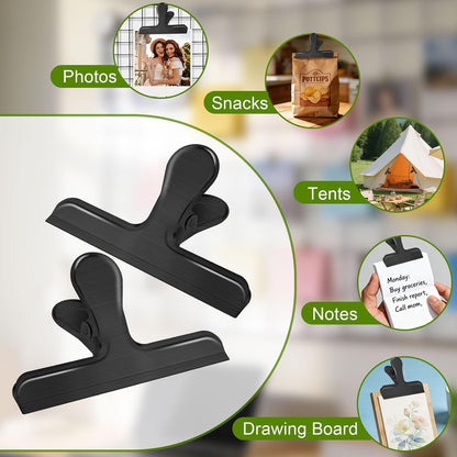Chip Clips, 6 Pack Stainless Steel Bag Clips for Food Storage,Medium Size Chip Clips Heavy Duty, Food Bags Clamp Clip for Chips and Other Food Bags,Snack Bags Clips,Metal Clip for Home Office,Black7