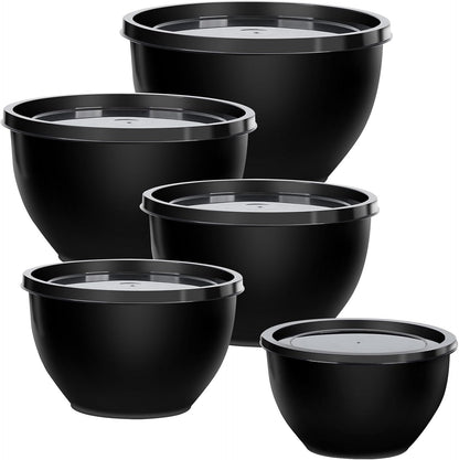 Plastic Mixing Bowls with Lids Set for Kitchen, 5 Set Nesting Bowls for Mixing, Baking, Prepping, Cooking and Serving Food, Mixing Bowls Dishwasher, Microwave Safe1