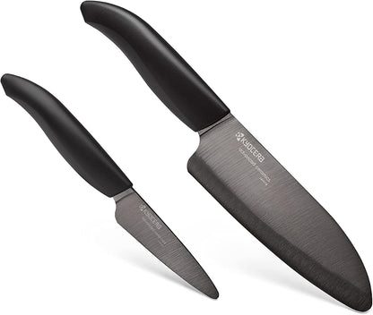 Revolution Series Paring and Santoku Knife Set, Black Blade2